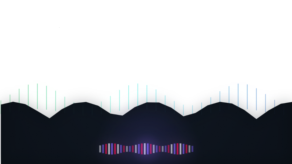 Aurora Ridge visualiser: three bands of northern lights over a dark ridge