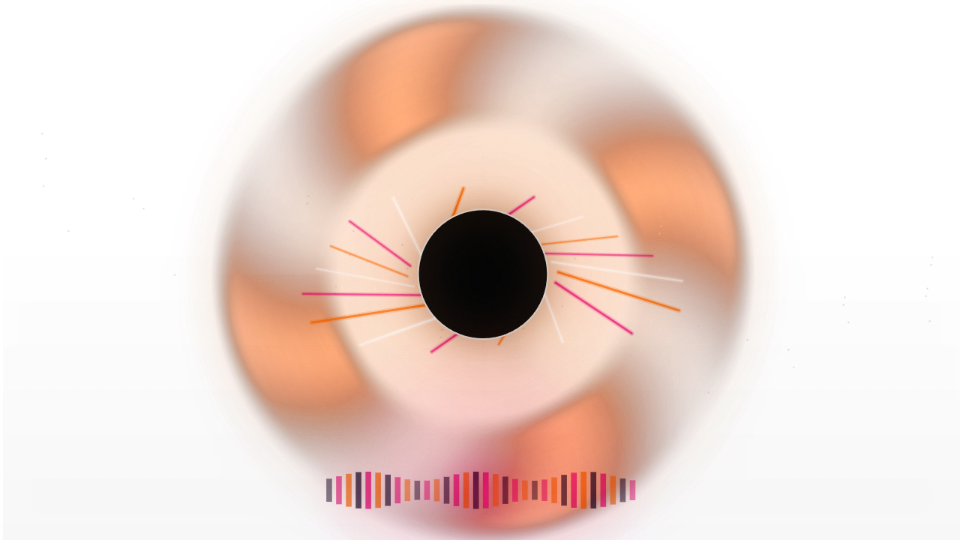 Black Hole visualiser: an orange accretion ring and spectrum bars